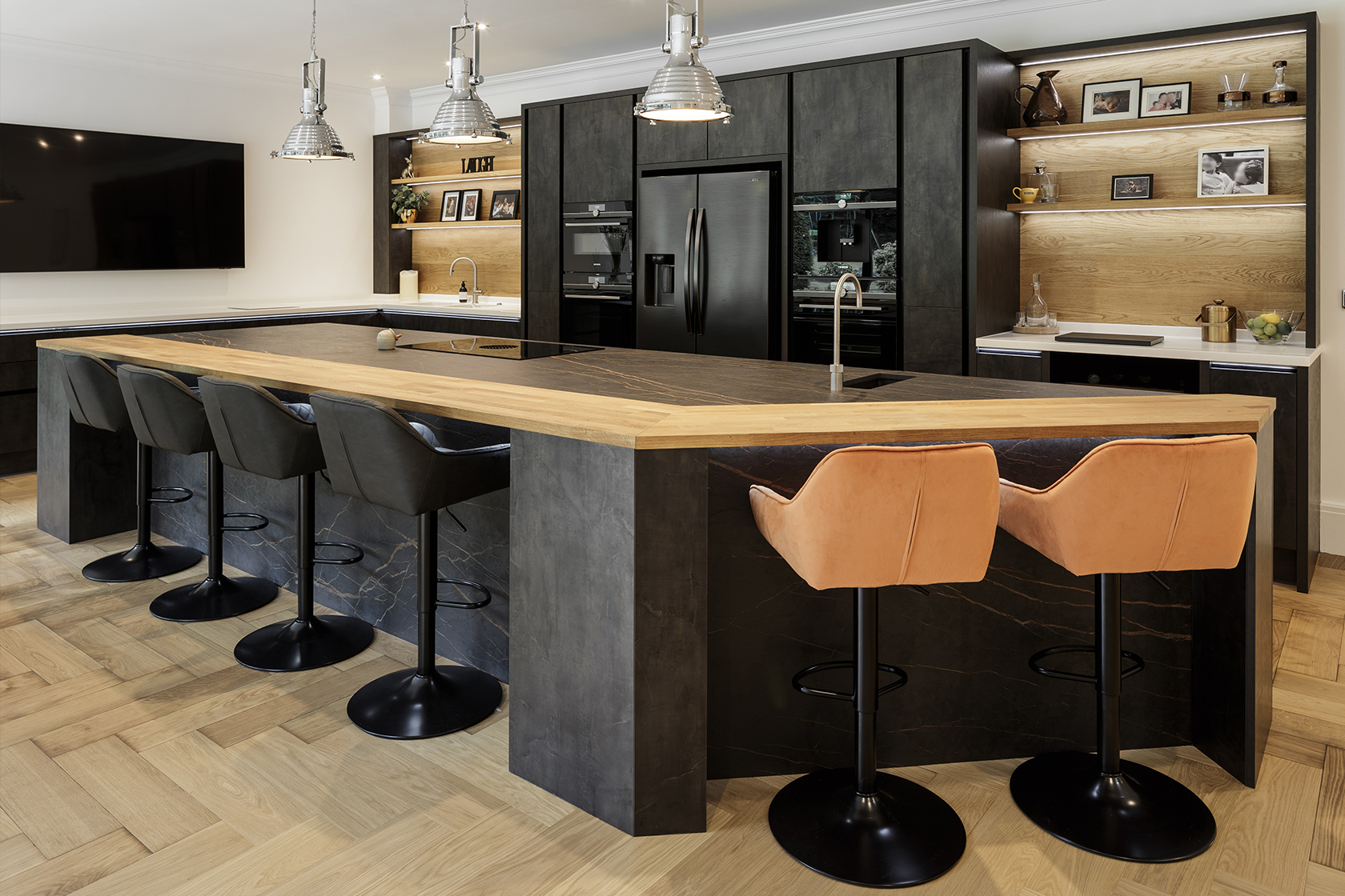 Black kitchen island