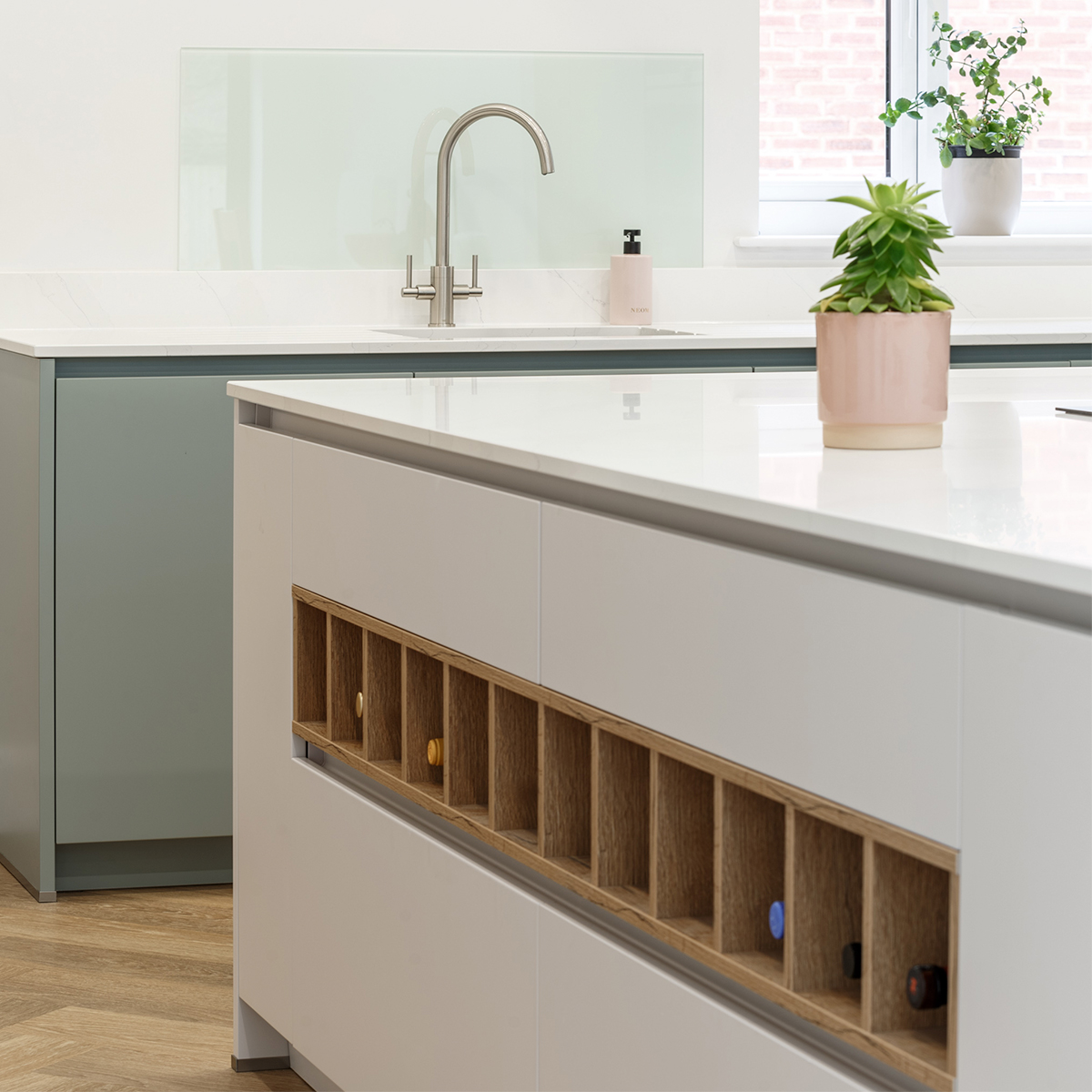 Taupe kitchen wine holder