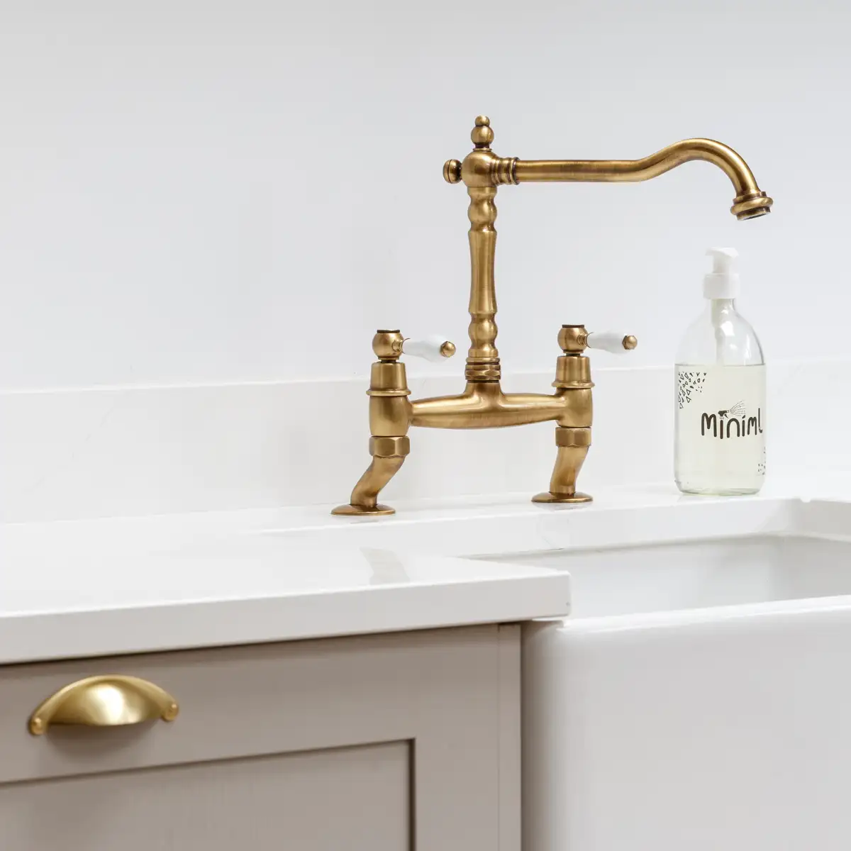 brass kitchen tap and handles