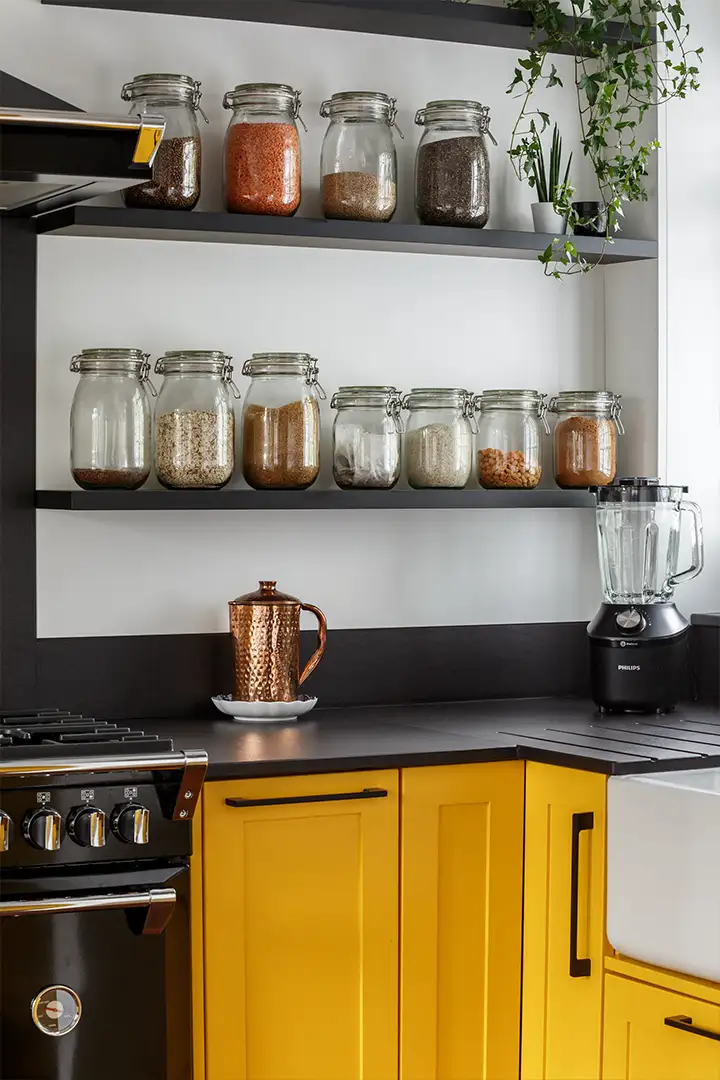 Open kitchen shelving